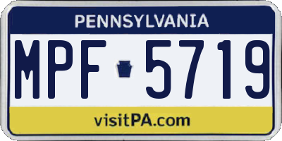 PA license plate MPF5719