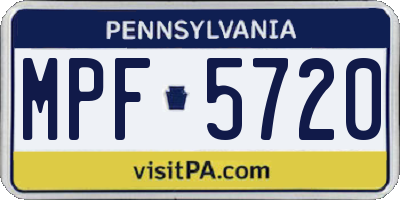 PA license plate MPF5720