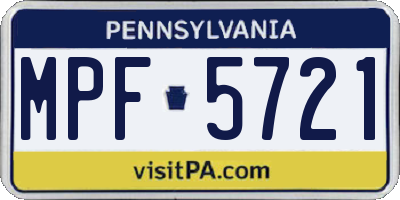 PA license plate MPF5721