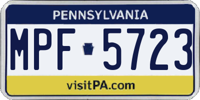 PA license plate MPF5723