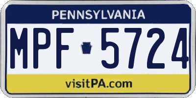 PA license plate MPF5724