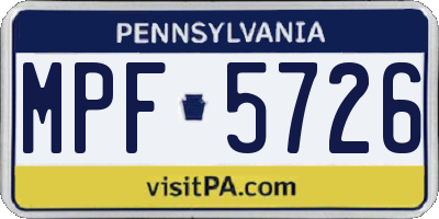 PA license plate MPF5726
