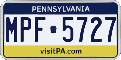 PA license plate MPF5727