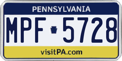 PA license plate MPF5728