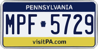 PA license plate MPF5729