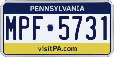 PA license plate MPF5731