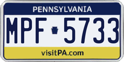PA license plate MPF5733
