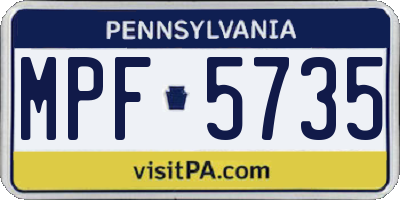 PA license plate MPF5735