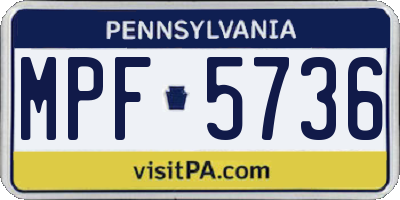 PA license plate MPF5736
