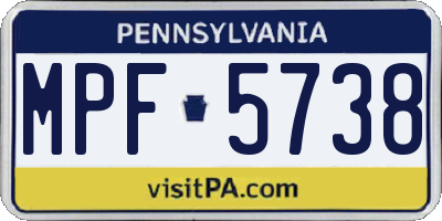 PA license plate MPF5738