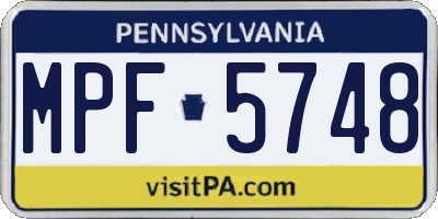 PA license plate MPF5748