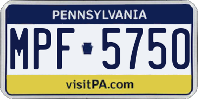 PA license plate MPF5750