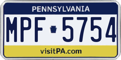 PA license plate MPF5754