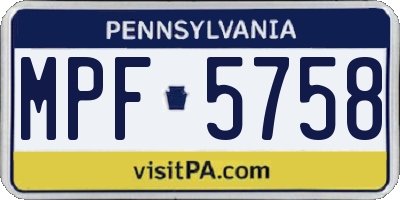 PA license plate MPF5758