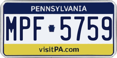 PA license plate MPF5759
