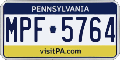 PA license plate MPF5764