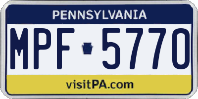 PA license plate MPF5770