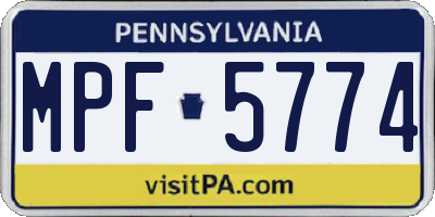 PA license plate MPF5774