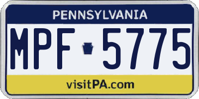 PA license plate MPF5775