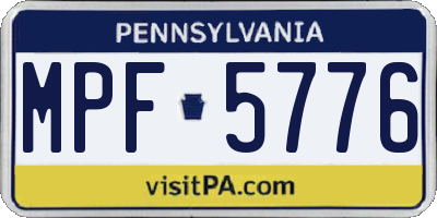 PA license plate MPF5776