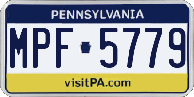 PA license plate MPF5779