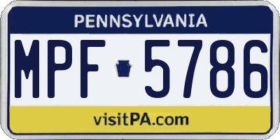 PA license plate MPF5786
