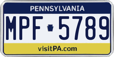 PA license plate MPF5789