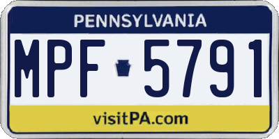 PA license plate MPF5791