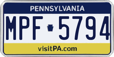 PA license plate MPF5794