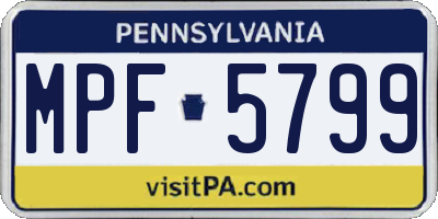 PA license plate MPF5799
