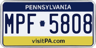 PA license plate MPF5808