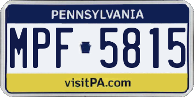 PA license plate MPF5815