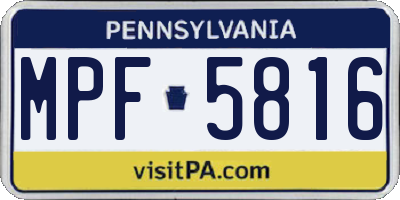 PA license plate MPF5816