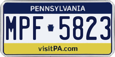 PA license plate MPF5823