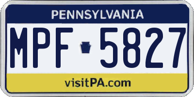 PA license plate MPF5827