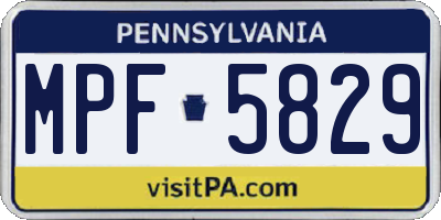 PA license plate MPF5829