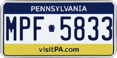 PA license plate MPF5833