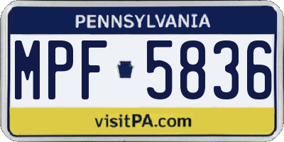 PA license plate MPF5836