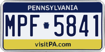 PA license plate MPF5841