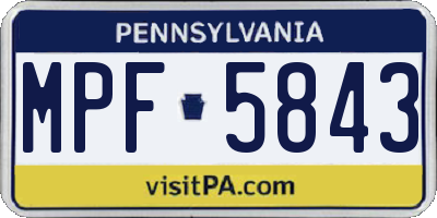 PA license plate MPF5843