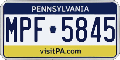 PA license plate MPF5845