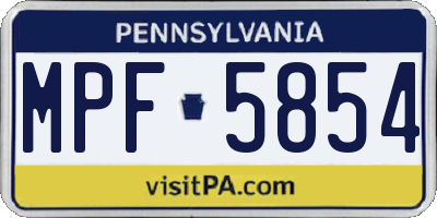 PA license plate MPF5854