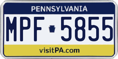 PA license plate MPF5855