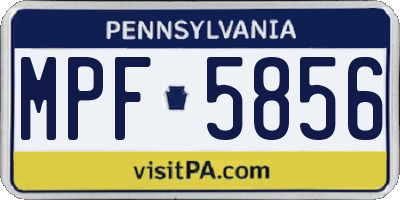 PA license plate MPF5856