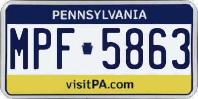PA license plate MPF5863