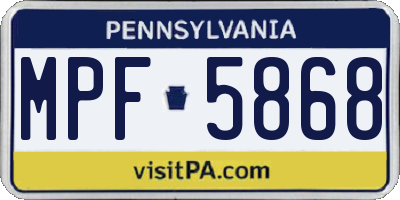PA license plate MPF5868