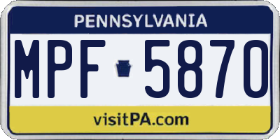 PA license plate MPF5870
