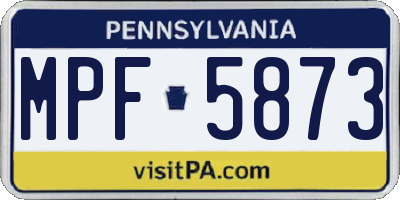 PA license plate MPF5873