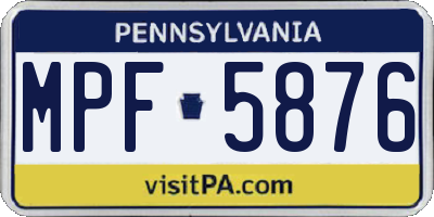 PA license plate MPF5876