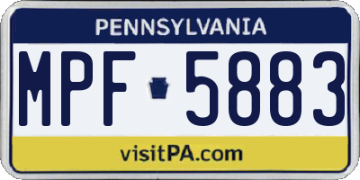 PA license plate MPF5883